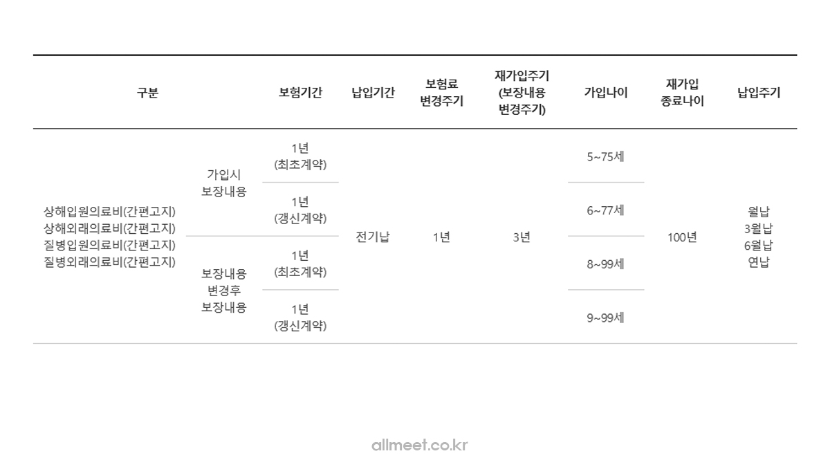 DB손해보험 프로미라이프 간편실손의료비보험 가입내용