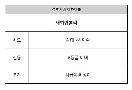 정부지원대환대출 - 새희망홀씨